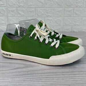 Seavees Shoes WMNS 8 Monterey Sneaker Cactus Green Lace Up Low Up Flat Canvas